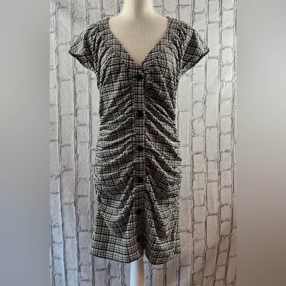 Ganni Size:40 Mini Dress Plaid Stretch Lightweight Multi Color - Picture 1 of 10